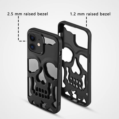 Skull Design with Laser Technology Color Film, Hollow Out Glossy Finish Plating Slim Stylish Shell for iPhone 15