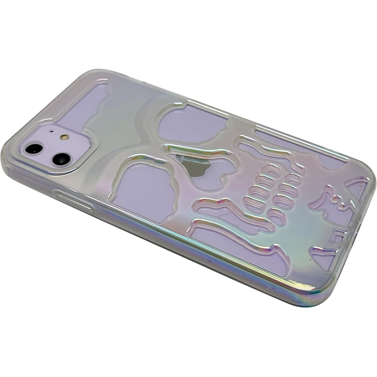 Skull Design with Laser Technology Color Film, Hollow Out Glossy Finish Plating Slim Stylish Shell for iPhone 15