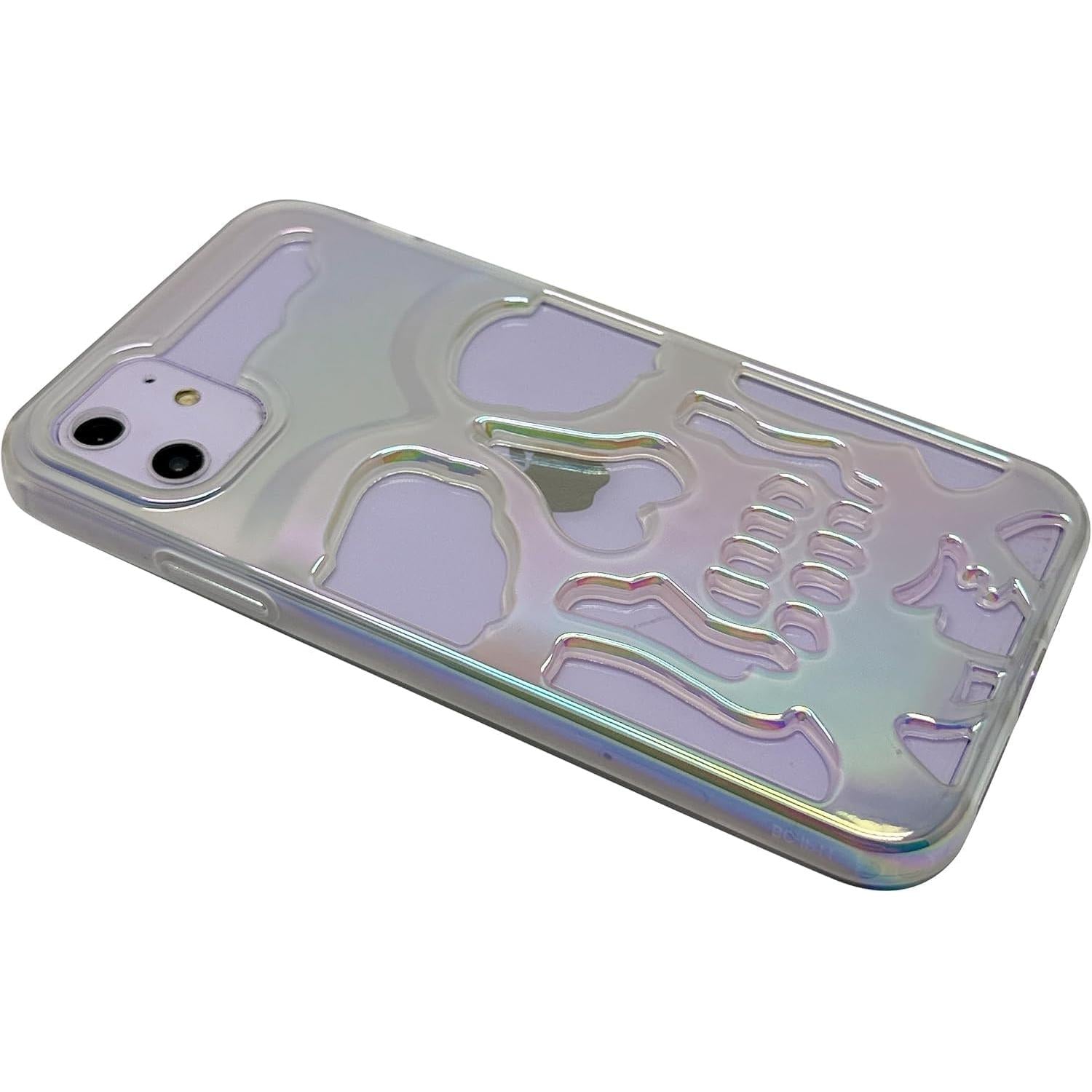 Skull Design with Laser Technology Color Film, Hollow Out Glossy Finish Plating Slim Stylish Shell for iPhone 15