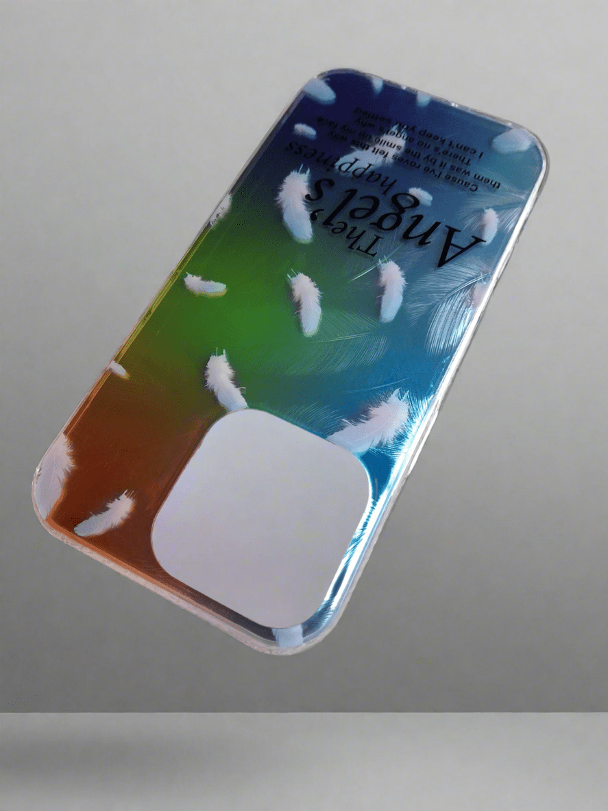 The Angel's Happiness Chromatic Feathers Shell Shockproof Case for iPhone 16 Pro