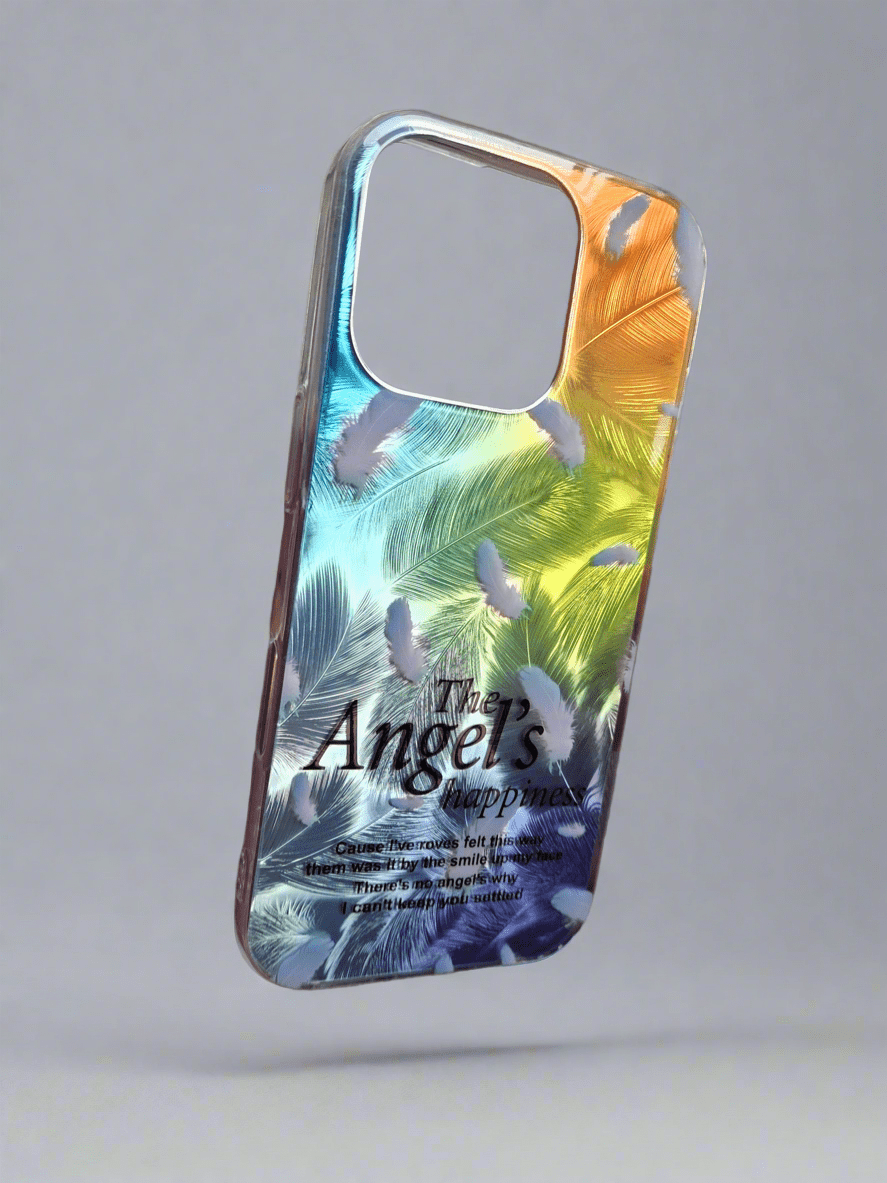 The Angel's Happiness Chromatic Feathers Shell Shockproof Case for iPhone 16 Pro