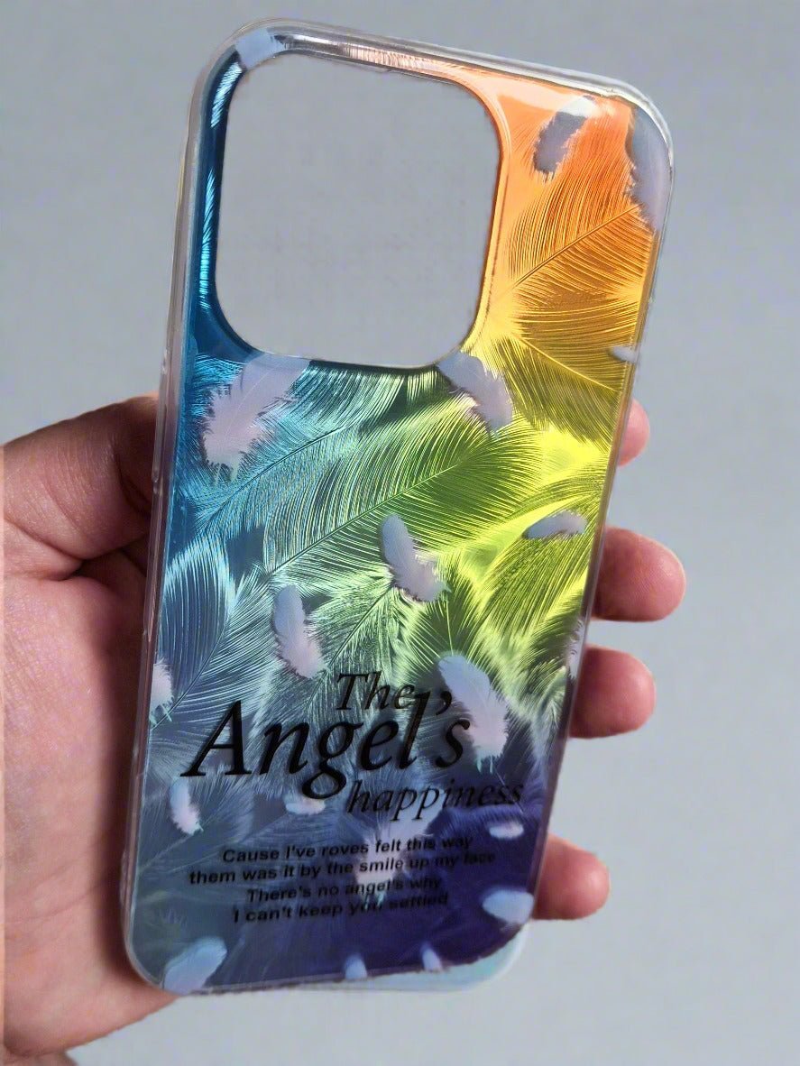 The Angel's Happiness Chromatic Feathers Shell Shockproof Case for iPhone 16 Pro
