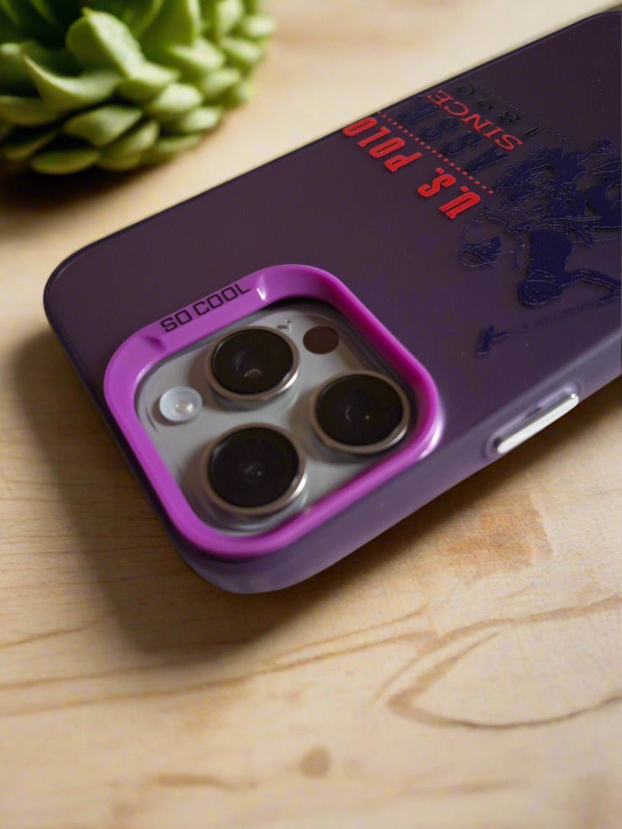 US Polo ASSN 1890 Solid Durable iPhone 15 Pro Max case Purple
