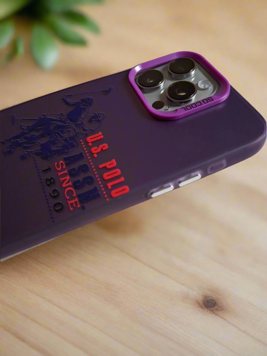 US Polo ASSN 1890 Solid Durable iPhone 15 Pro Max case Purple