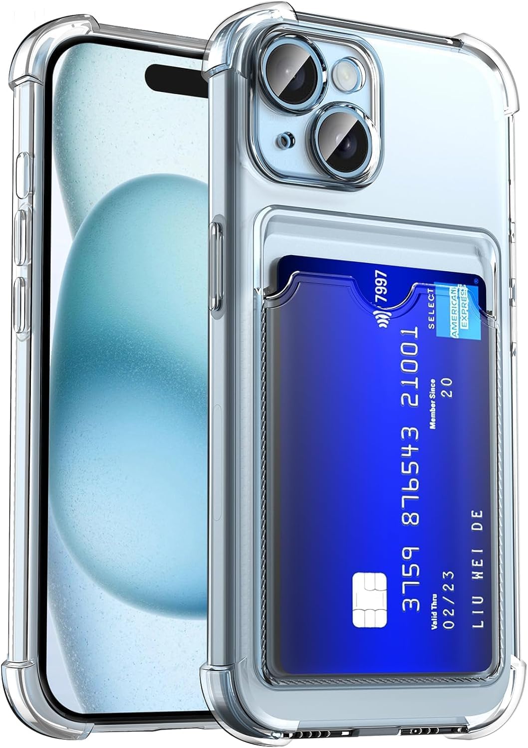 Wallet Clear Case Compatible with iPhone, Card Slot Slim Fit Protective Soft TPU Bumper with Card Holder Cover - Mobnizer.com