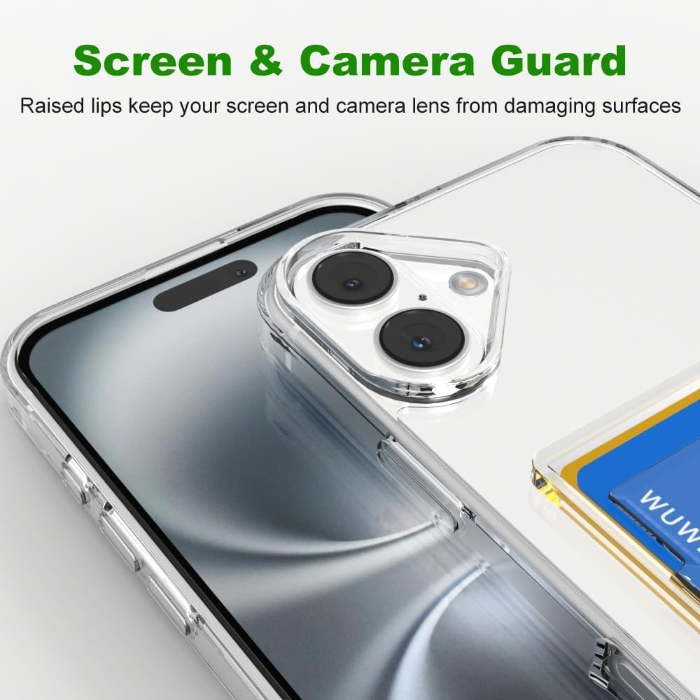 Wallet Clear Case Compatible with iPhone, Card Slot Slim Fit Protective Soft TPU Bumper with Card Holder Cover - Mobnizer.com