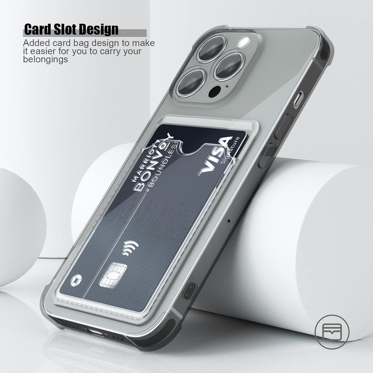 Wallet Clear Case Compatible with iPhone, Card Slot Slim Fit Protective Soft TPU Bumper with Card Holder Cover - Mobnizer.com