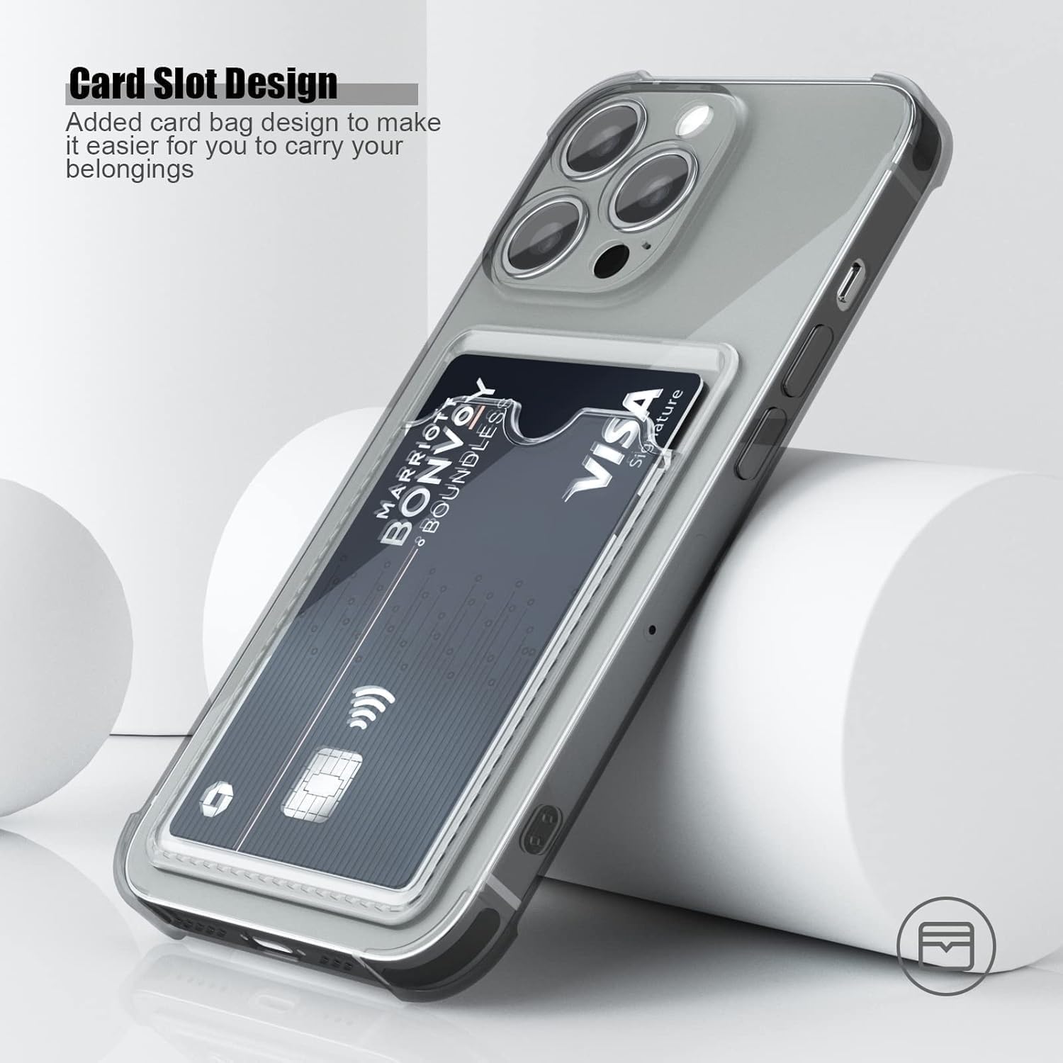 Wallet Clear Case Compatible with iPhone, Card Slot Slim Fit Protective Soft TPU Bumper with Card Holder Cover - Mobnizer.com