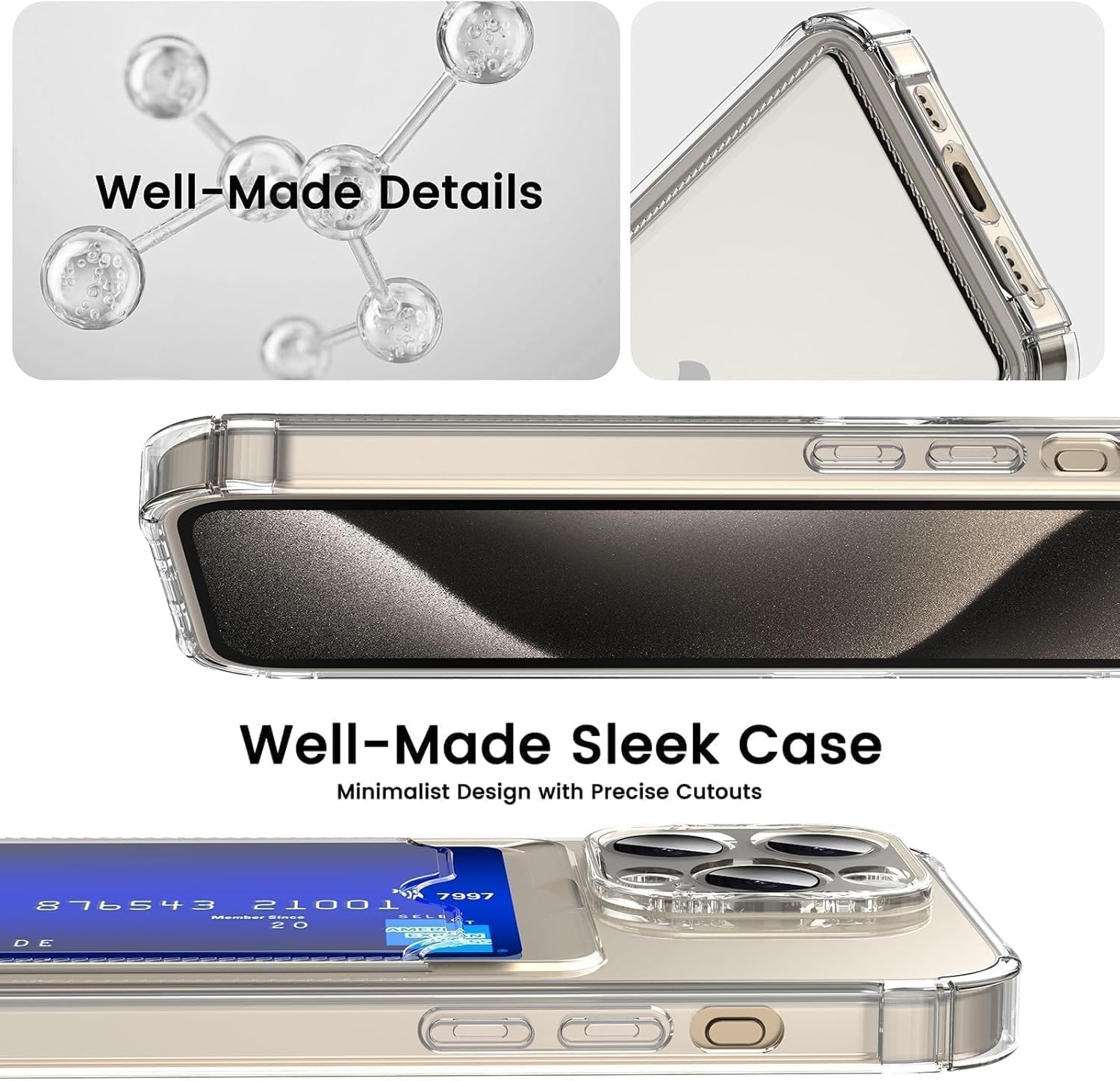 Wallet Clear Case Compatible with iPhone, Card Slot Slim Fit Protective Soft TPU Bumper with Card Holder Cover - Mobnizer.com