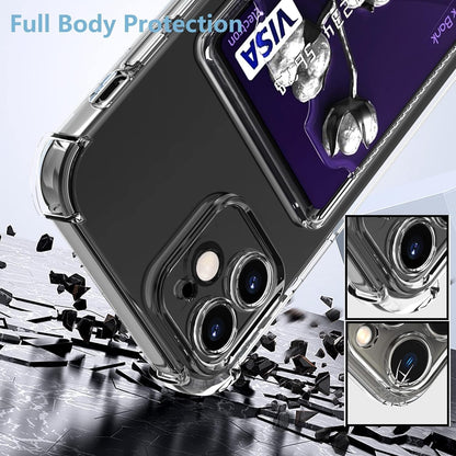 Wallet Clear Case Compatible with iPhone, Card Slot Slim Fit Protective Soft TPU Bumper with Card Holder Cover - Mobnizer.com