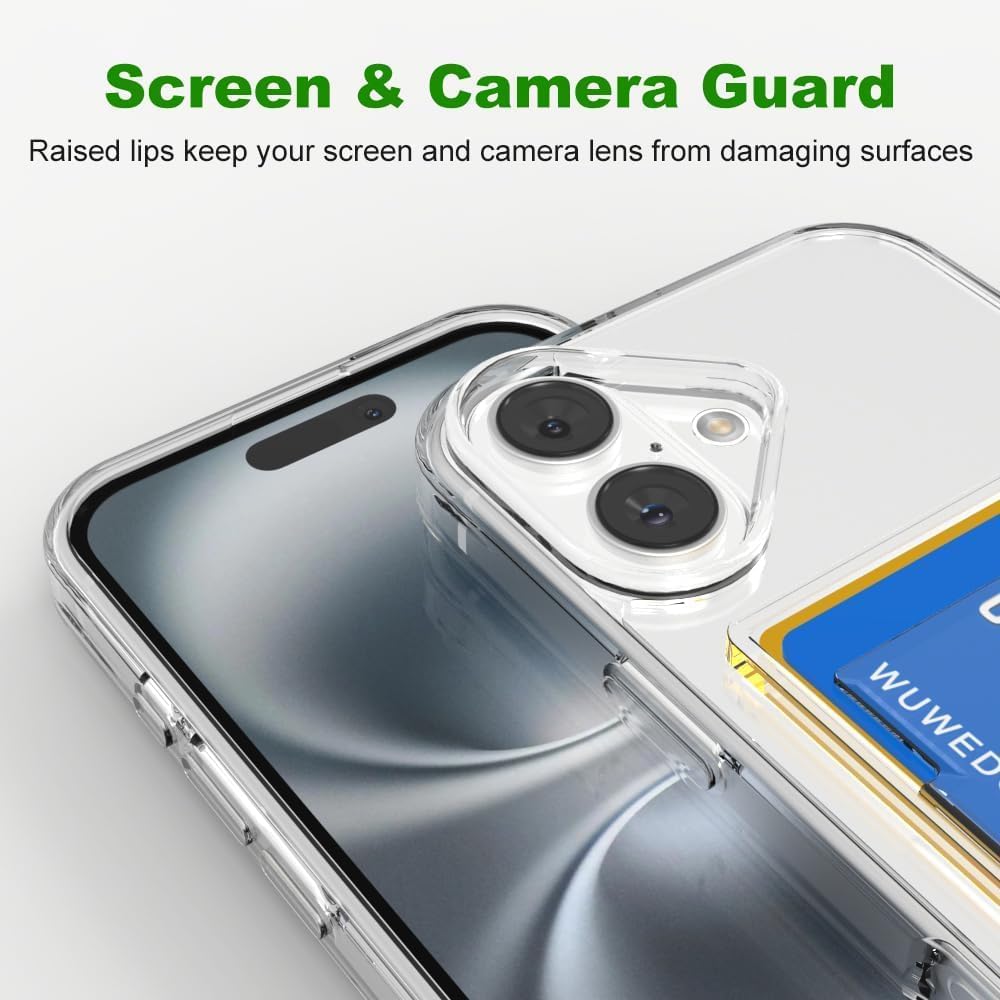 Wallet Clear Case Compatible with iPhone, Card Slot Slim Fit Protective Soft TPU Bumper with Card Holder Cover - Mobnizer.com