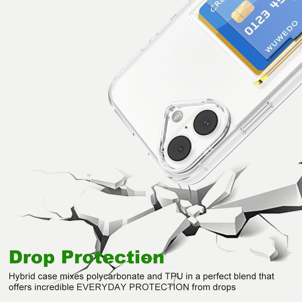 Wallet Clear Case Compatible with iPhone, Card Slot Slim Fit Protective Soft TPU Bumper with Card Holder Cover - Mobnizer.com