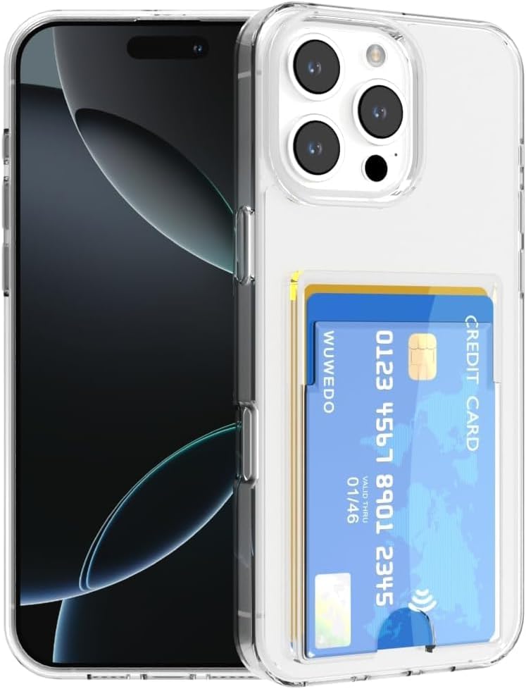 Wallet Clear Case Compatible with iPhone, Card Slot Slim Fit Protective Soft TPU Bumper with Card Holder Cover - Mobnizer.com