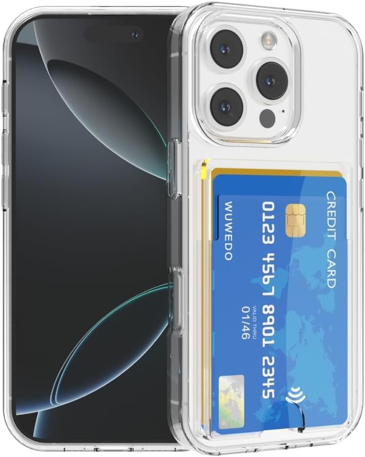 Wallet Clear Case Compatible with iPhone, Card Slot Slim Fit Protective Soft TPU Bumper with Card Holder Cover - Mobnizer.com