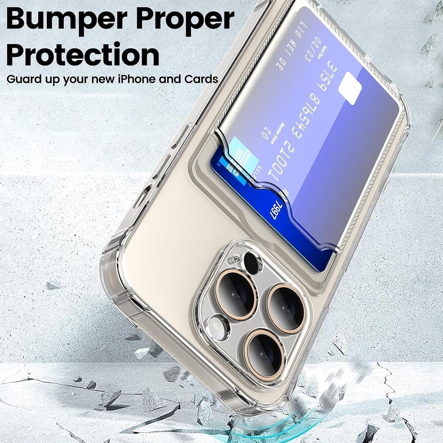 Wallet Clear Case Compatible with iPhone, Card Slot Slim Fit Protective Soft TPU Bumper with Card Holder Cover - Mobnizer.com