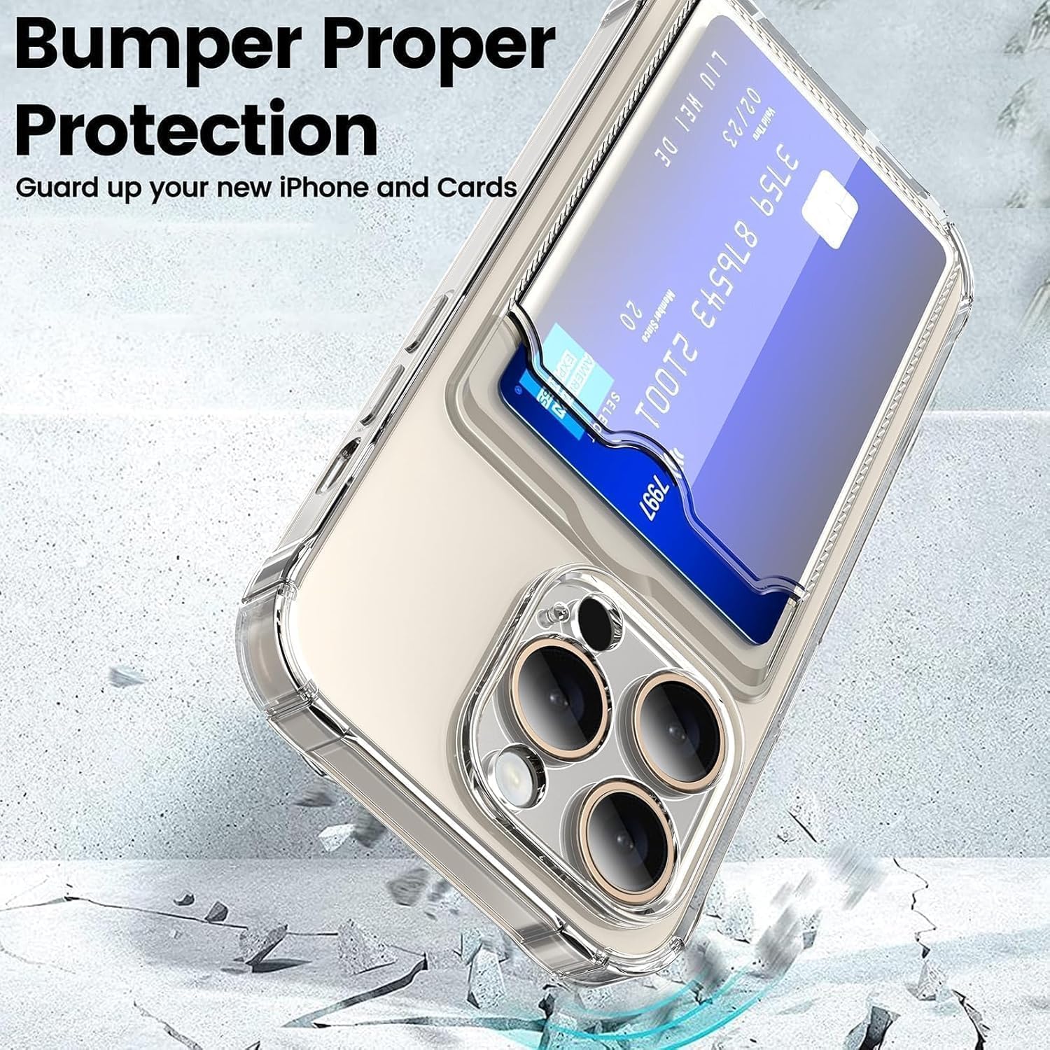 Wallet Clear Case Compatible with iPhone, Card Slot Slim Fit Protective Soft TPU Bumper with Card Holder Cover - Mobnizer.com