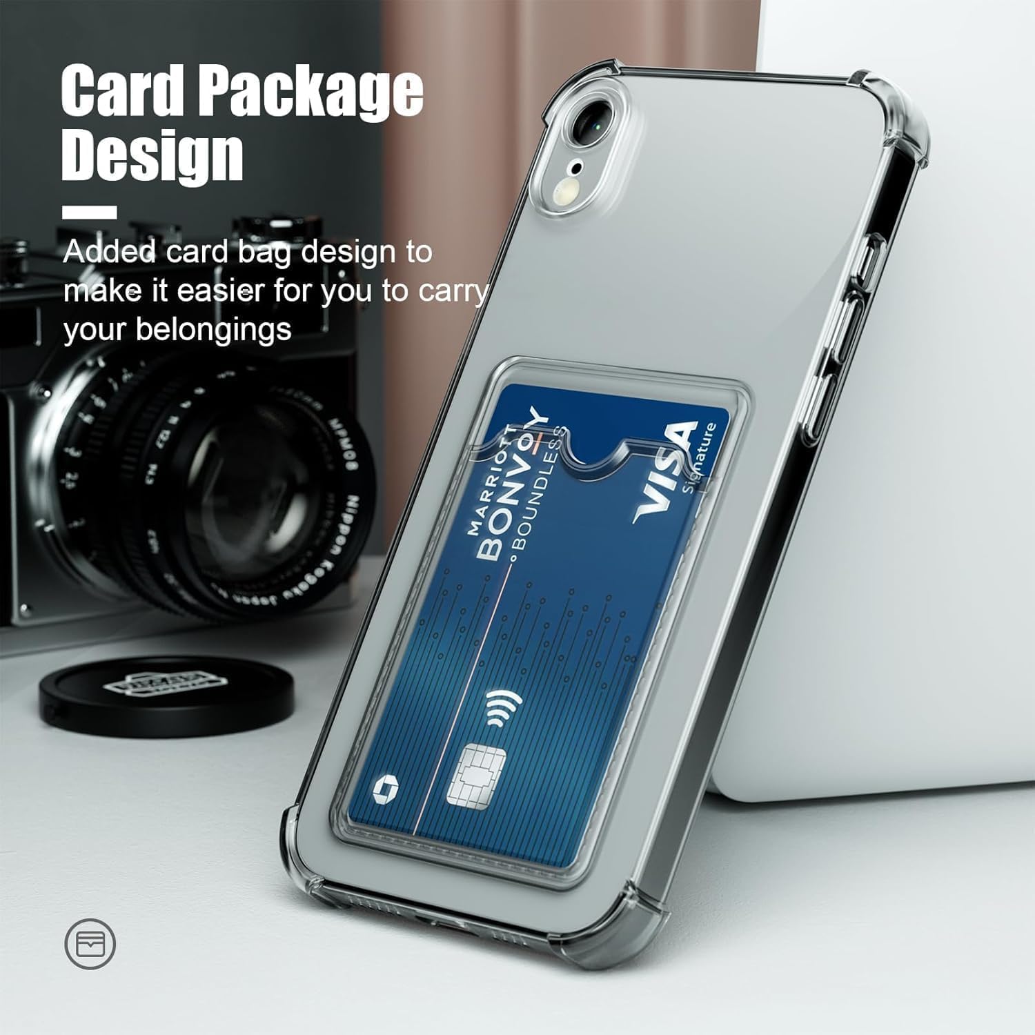 Wallet Clear Case Compatible with iPhone, Card Slot Slim Fit Protective Soft TPU Bumper with Card Holder Cover - Mobnizer.com