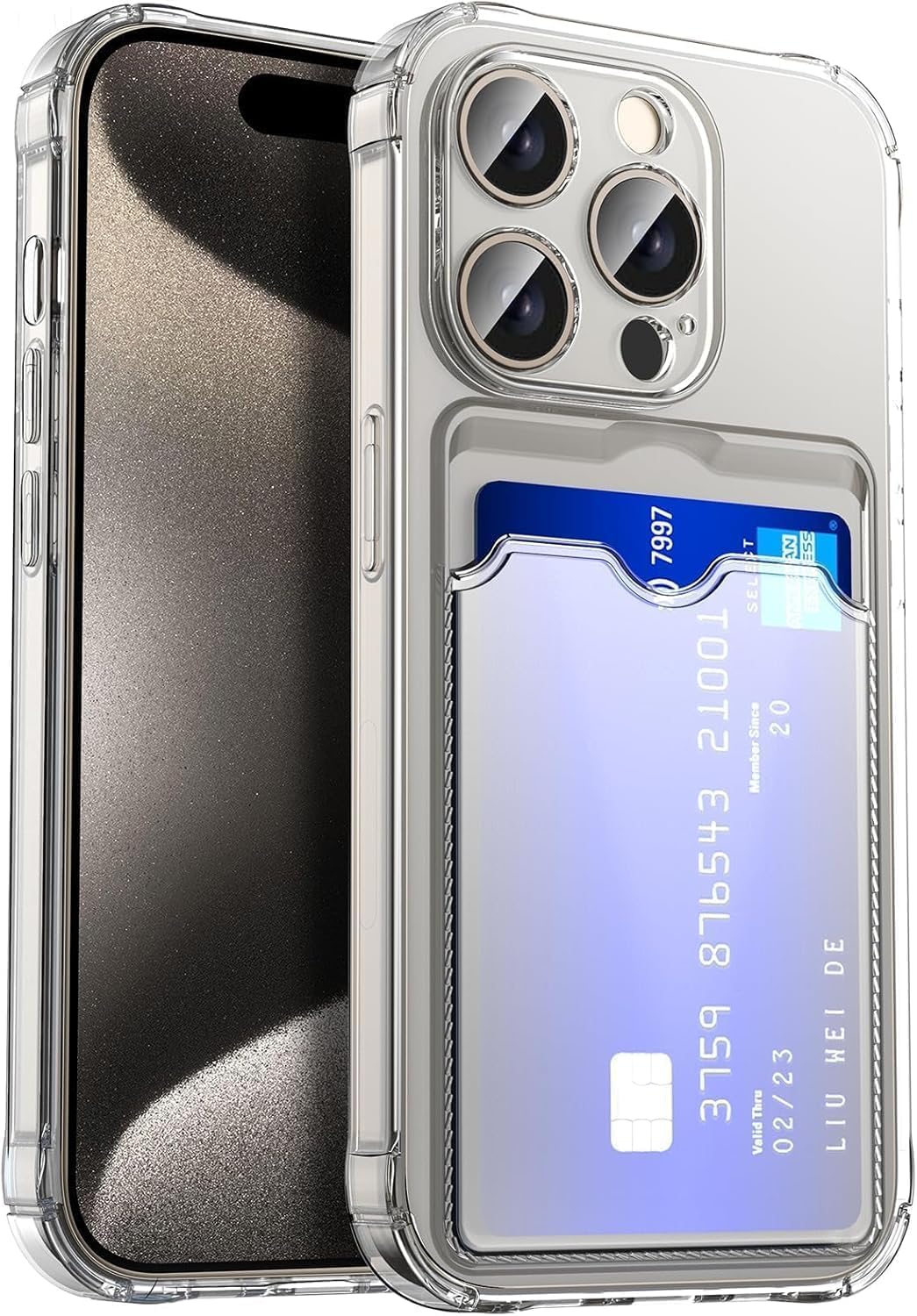 Wallet Clear Case Compatible with iPhone, Card Slot Slim Fit Protective Soft TPU Bumper with Card Holder Cover - Mobnizer.com