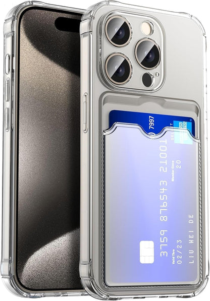 Wallet Clear Case Compatible with iPhone, Card Slot Slim Fit Protective Soft TPU Bumper with Card Holder Cover - Mobnizer.com