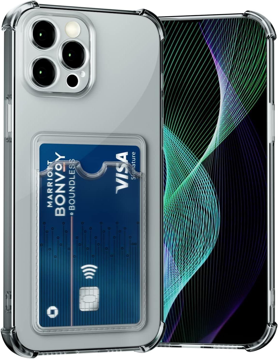 Wallet Clear Case Compatible with iPhone, Card Slot Slim Fit Protective Soft TPU Bumper with Card Holder Cover - Mobnizer.com