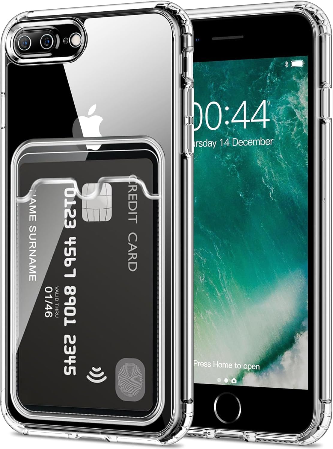 Wallet Clear Case Compatible with iPhone, Card Slot Slim Fit Protective Soft TPU Bumper with Card Holder Cover - Mobnizer.com