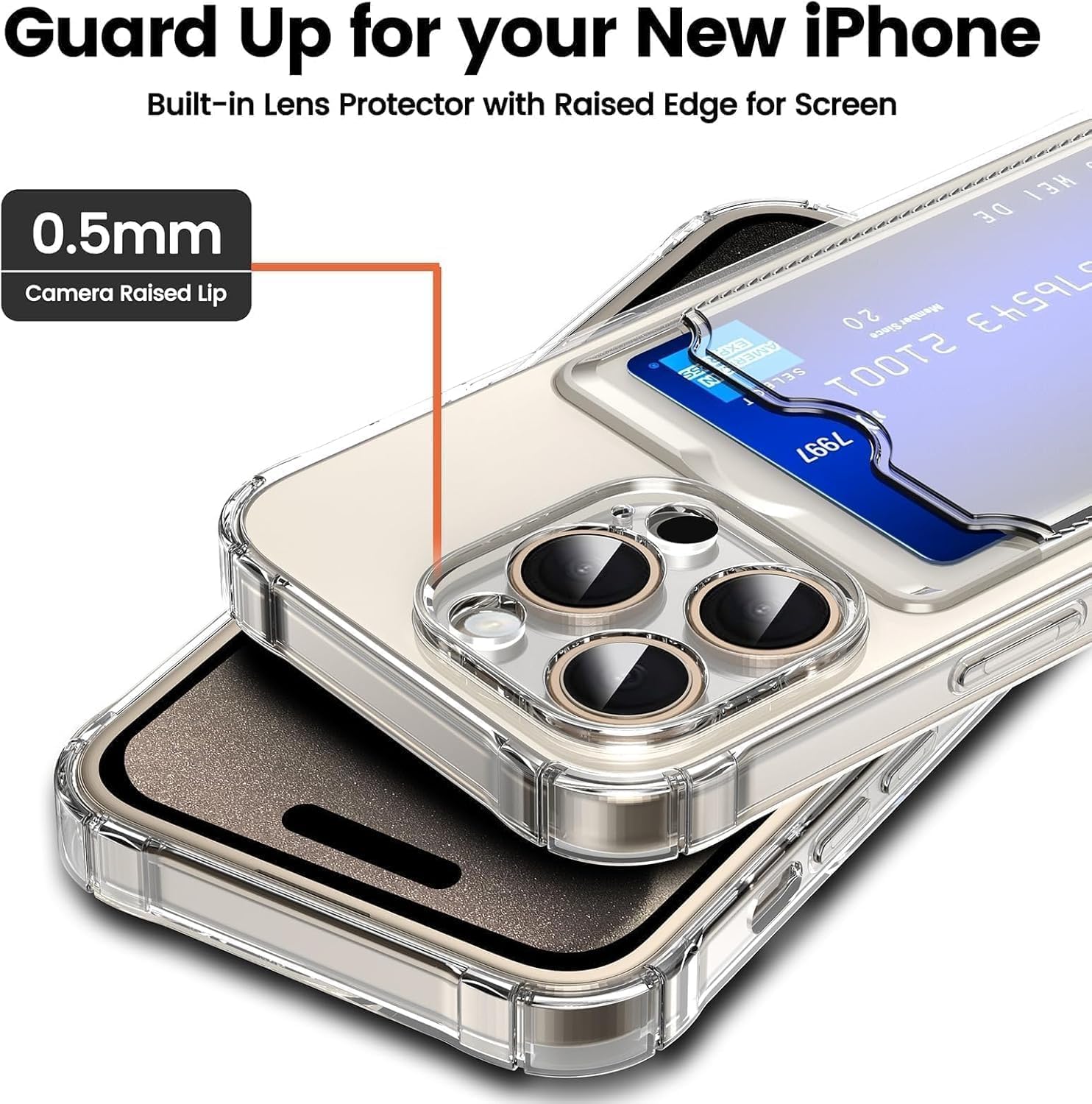 Wallet Clear Case Compatible with iPhone, Card Slot Slim Fit Protective Soft TPU Bumper with Card Holder Cover - Mobnizer.com