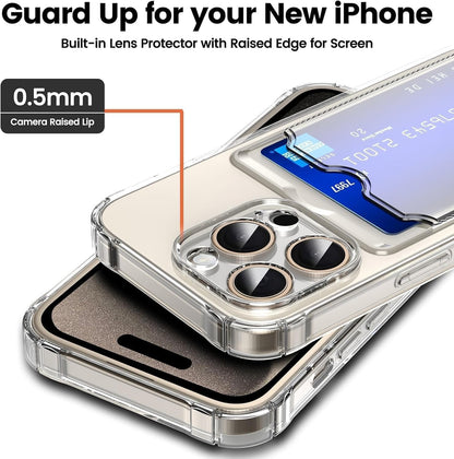 Wallet Clear Case Compatible with iPhone, Card Slot Slim Fit Protective Soft TPU Bumper with Card Holder Cover - Mobnizer.com