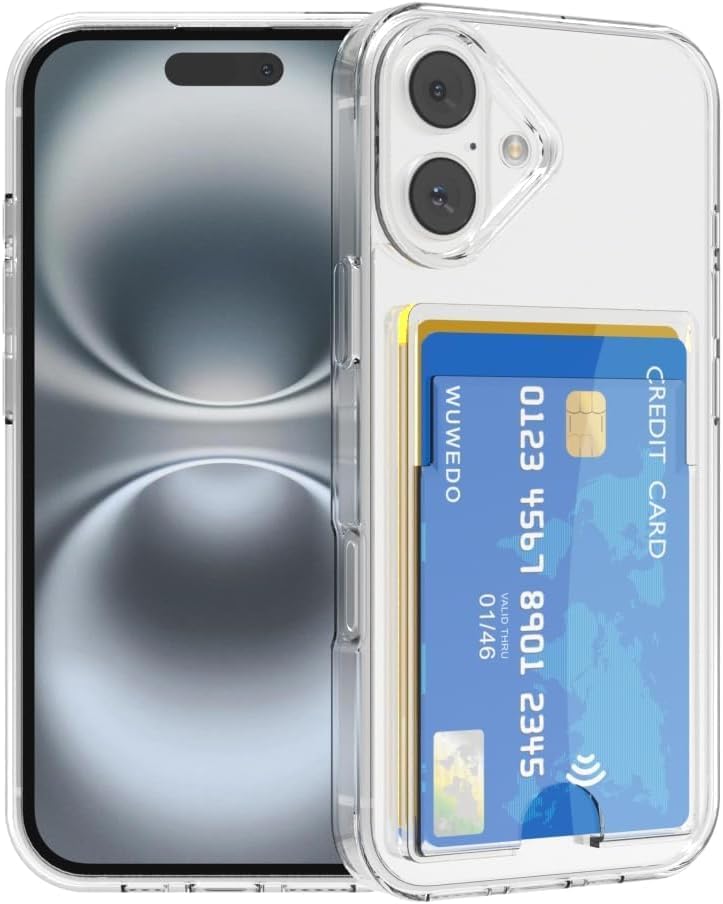Wallet Clear Case Compatible with iPhone, Card Slot Slim Fit Protective Soft TPU Bumper with Card Holder Cover - Mobnizer.com