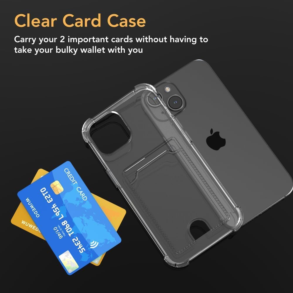 Wallet Clear Case Compatible with iPhone, Card Slot Slim Fit Protective Soft TPU Bumper with Card Holder Cover - Mobnizer.com