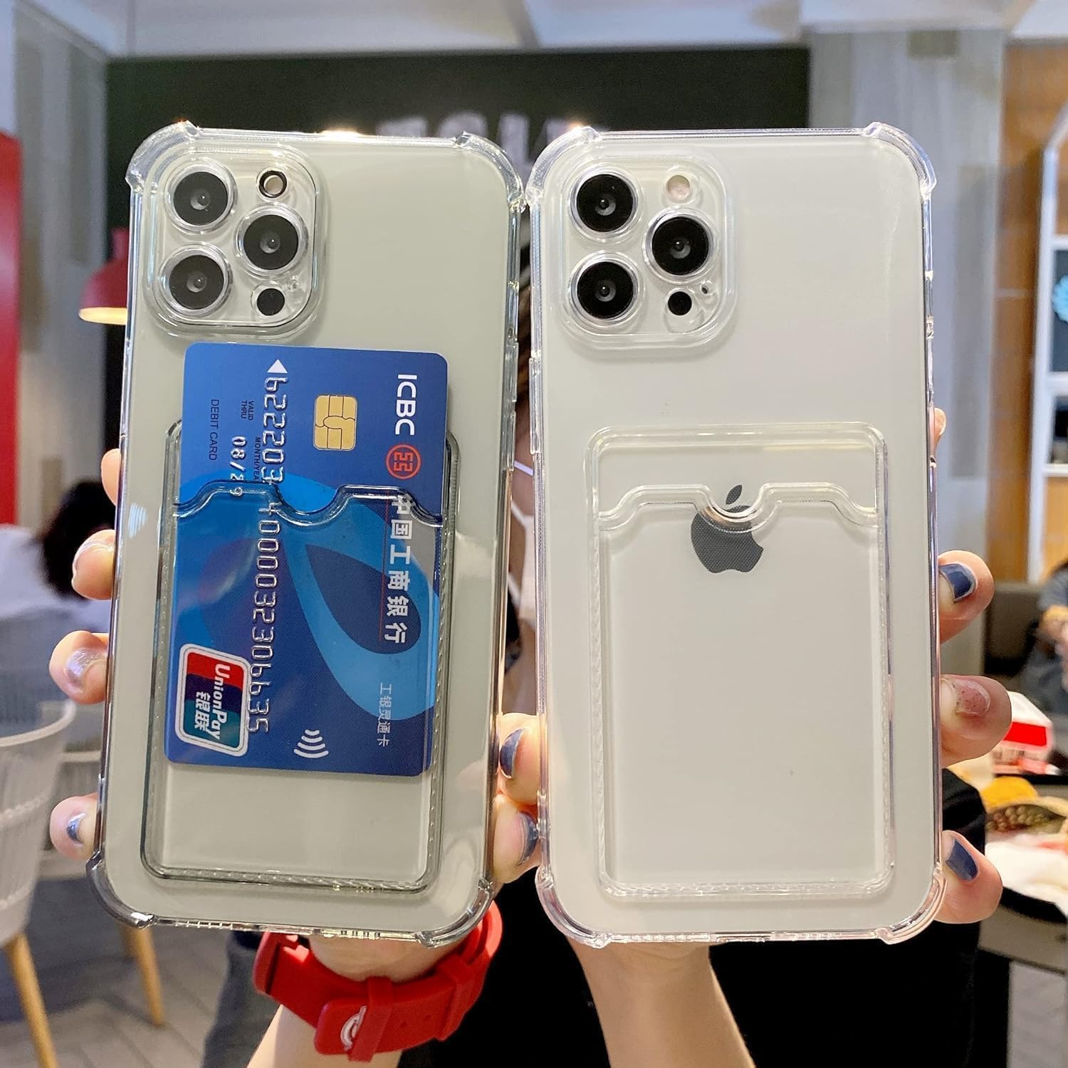 Wallet Clear Case Compatible with iPhone, Card Slot Slim Fit Protective Soft TPU Bumper with Card Holder Cover - Mobnizer.com