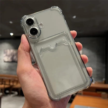 Wallet Clear Case Compatible with iPhone, Card Slot Slim Fit Protective Soft TPU Bumper with Card Holder Cover - Mobnizer.com
