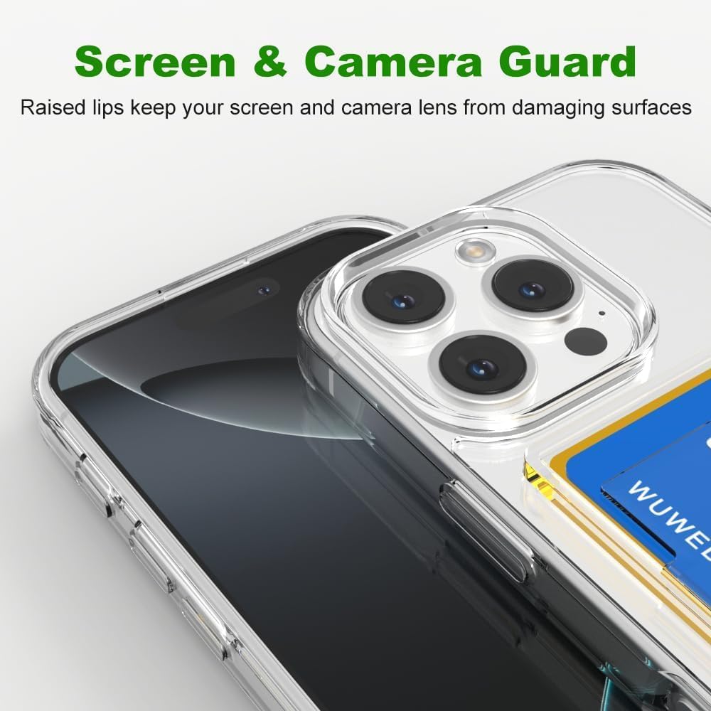 Wallet Clear Case Compatible with iPhone, Card Slot Slim Fit Protective Soft TPU Bumper with Card Holder Cover - Mobnizer.com