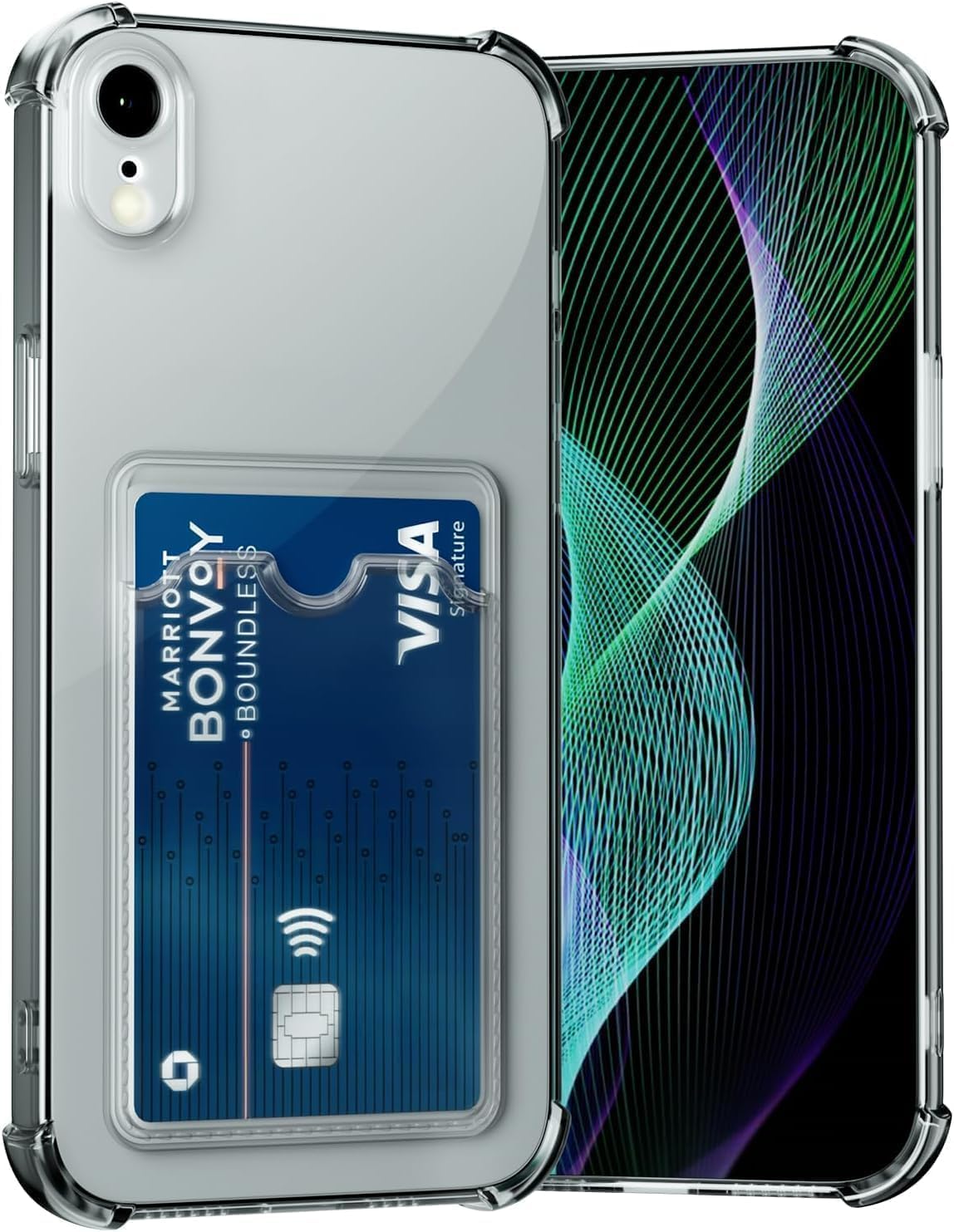 Wallet Clear Case Compatible with iPhone, Card Slot Slim Fit Protective Soft TPU Bumper with Card Holder Cover - Mobnizer.com