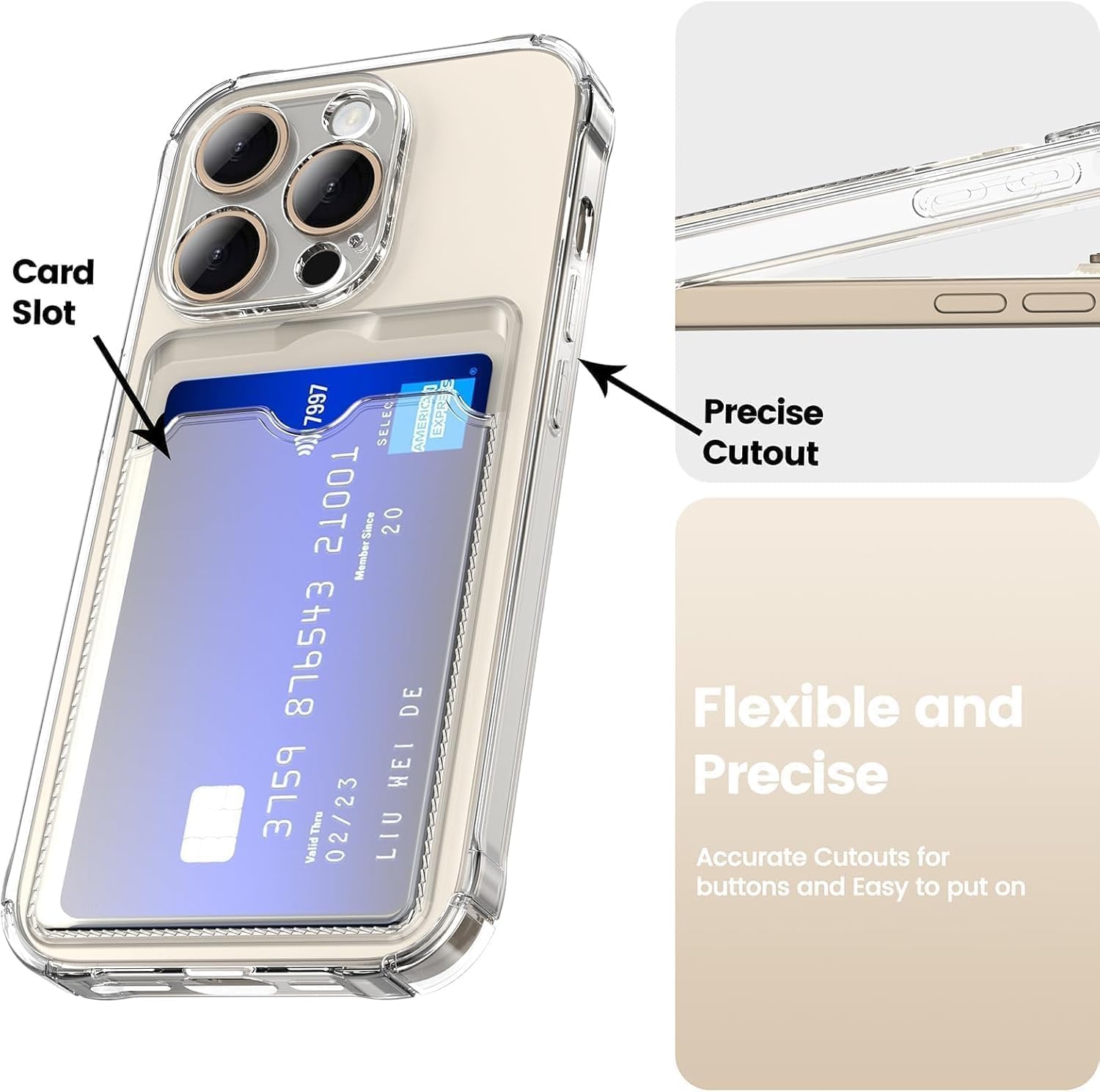Wallet Clear Case Compatible with iPhone, Card Slot Slim Fit Protective Soft TPU Bumper with Card Holder Cover - Mobnizer.com