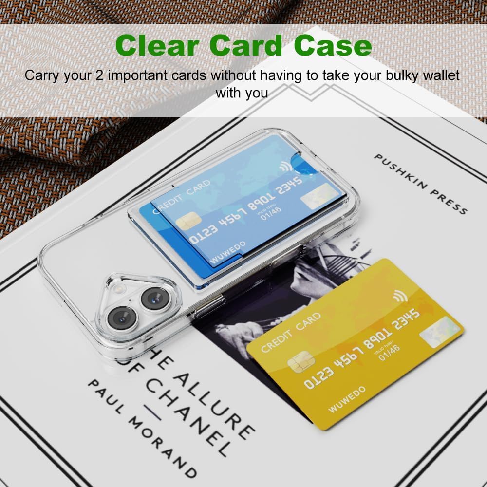 Wallet Clear Case Compatible with iPhone, Card Slot Slim Fit Protective Soft TPU Bumper with Card Holder Cover - Mobnizer.com
