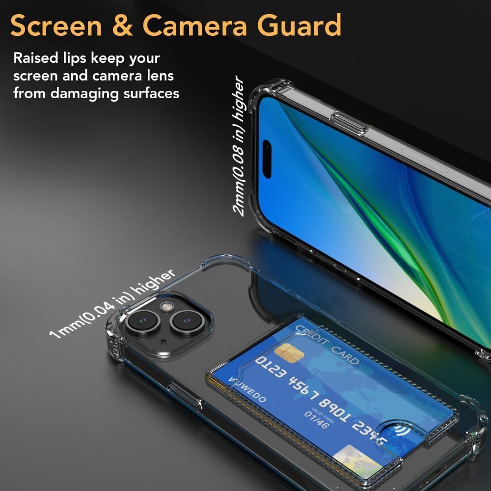 Wallet Clear Case Compatible with iPhone, Card Slot Slim Fit Protective Soft TPU Bumper with Card Holder Cover - Mobnizer.com