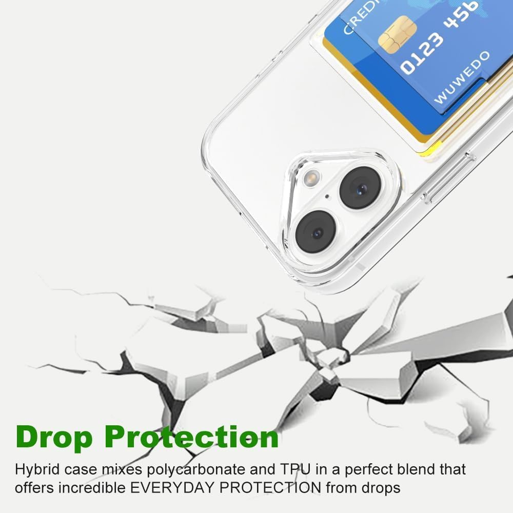 Wallet Clear Case Compatible with iPhone, Card Slot Slim Fit Protective Soft TPU Bumper with Card Holder Cover - Mobnizer.com