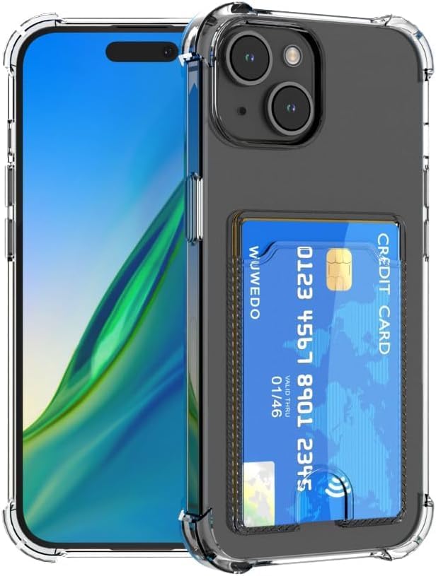 Wallet Clear Case Compatible with iPhone, Card Slot Slim Fit Protective Soft TPU Bumper with Card Holder Cover - Mobnizer.com