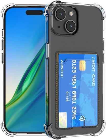 Wallet Clear Case Compatible with iPhone, Card Slot Slim Fit Protective Soft TPU Bumper with Card Holder Cover - Mobnizer.com