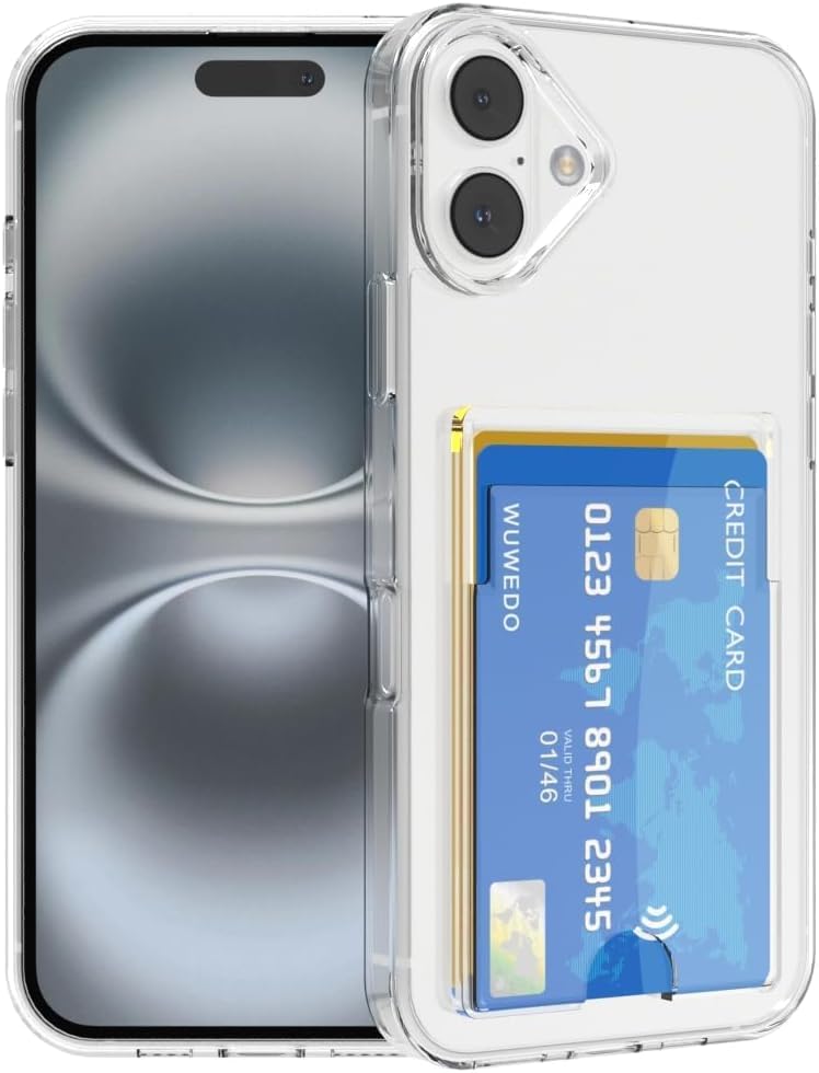 Wallet Clear Case Compatible with iPhone, Card Slot Slim Fit Protective Soft TPU Bumper with Card Holder Cover - Mobnizer.com