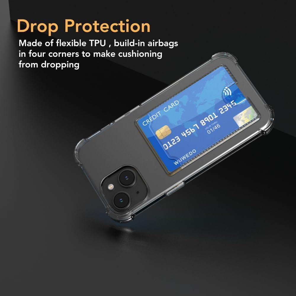 Wallet Clear Case Compatible with iPhone, Card Slot Slim Fit Protective Soft TPU Bumper with Card Holder Cover - Mobnizer.com