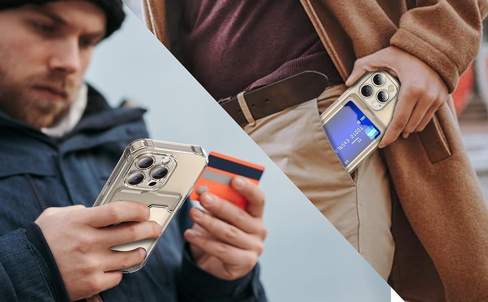 Wallet Clear Case Compatible with iPhone, Card Slot Slim Fit Protective Soft TPU Bumper with Card Holder Cover - Mobnizer.com