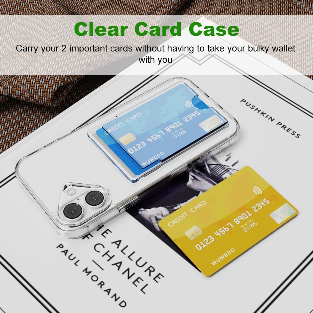 Wallet Clear Case Compatible with iPhone, Card Slot Slim Fit Protective Soft TPU Bumper with Card Holder Cover - Mobnizer.com