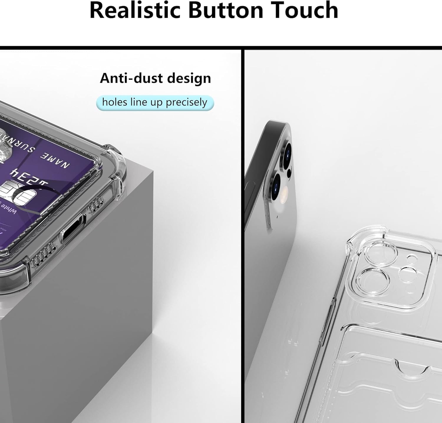 Wallet Clear Case Compatible with iPhone, Card Slot Slim Fit Protective Soft TPU Bumper with Card Holder Cover - Mobnizer.com
