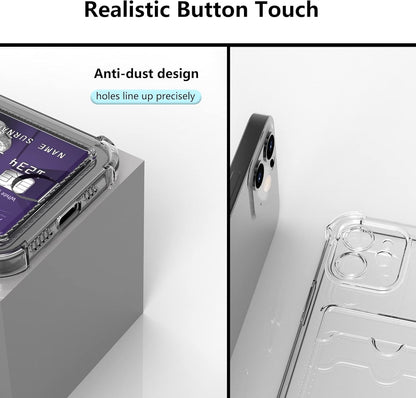 Wallet Clear Case Compatible with iPhone, Card Slot Slim Fit Protective Soft TPU Bumper with Card Holder Cover - Mobnizer.com