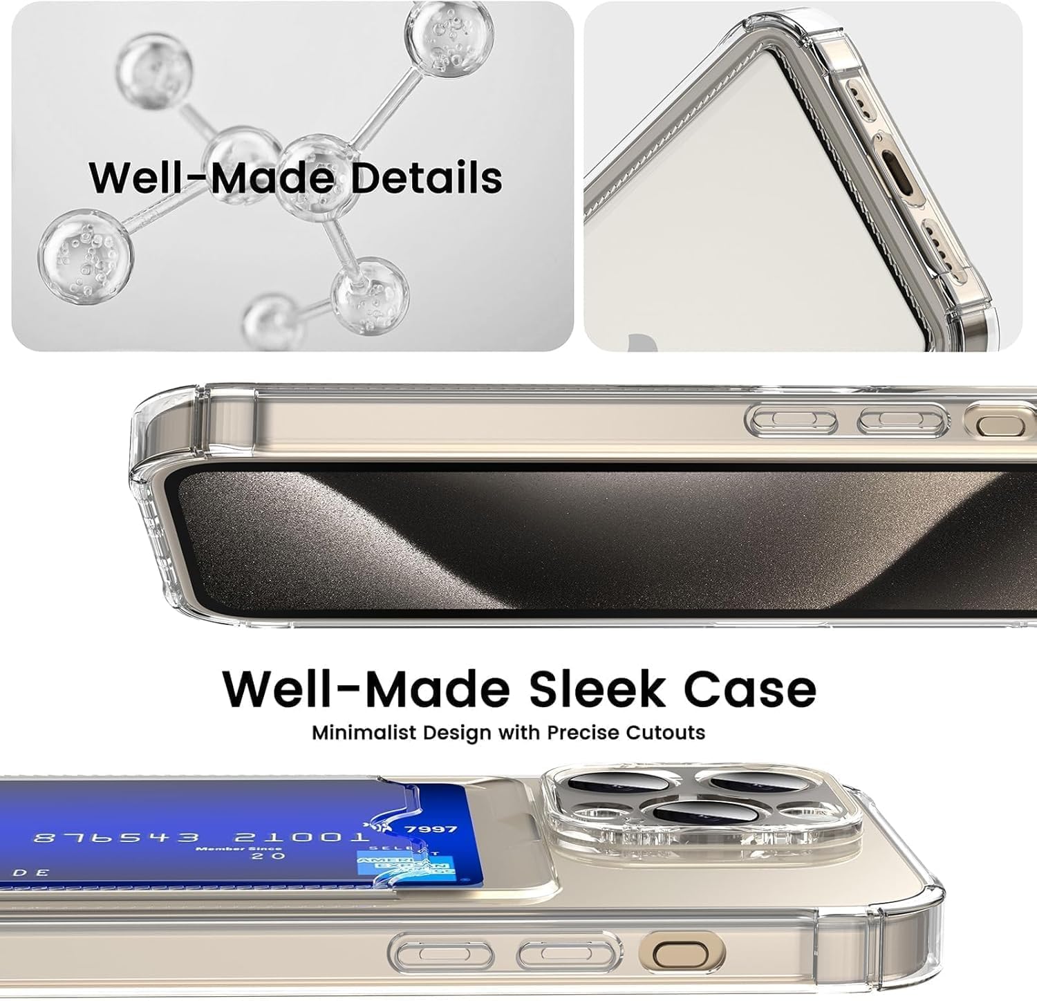 Wallet Clear Case Compatible with iPhone, Card Slot Slim Fit Protective Soft TPU Bumper with Card Holder Cover - Mobnizer.com