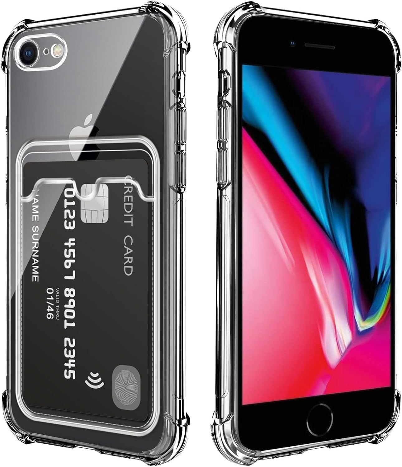 Wallet Clear Case Compatible with iPhone, Card Slot Slim Fit Protective Soft TPU Bumper with Card Holder Cover - Mobnizer.com