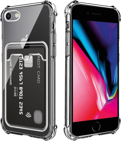 Wallet Clear Case Compatible with iPhone, Card Slot Slim Fit Protective Soft TPU Bumper with Card Holder Cover - Mobnizer.com