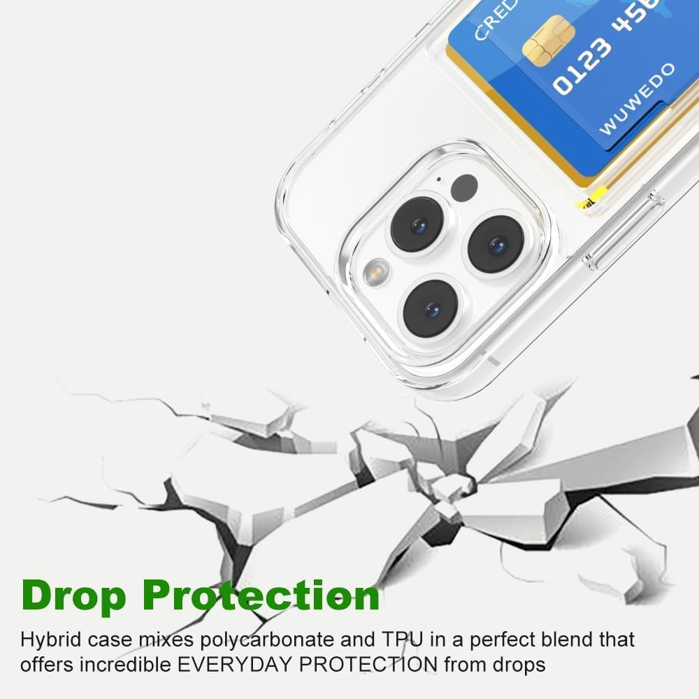 Wallet Clear Case Compatible with iPhone, Card Slot Slim Fit Protective Soft TPU Bumper with Card Holder Cover - Mobnizer.com