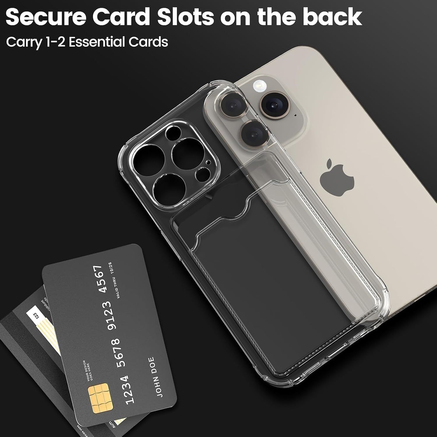 Wallet Clear Case Compatible with iPhone, Card Slot Slim Fit Protective Soft TPU Bumper with Card Holder Cover - Mobnizer.com
